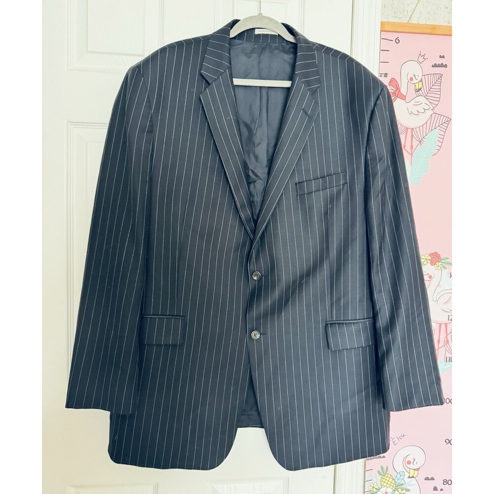 Alex Cannon Mens 100% Wool Dark Blue Blazer Size 48L Made In Canada